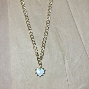 Gold Necklace with Mother of Pearl Heart